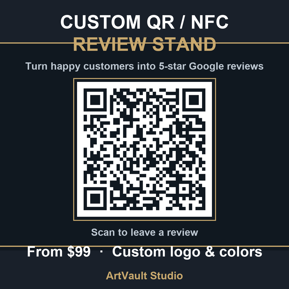 Custom QR/NFC Google Review Stand - ArtVault Studio